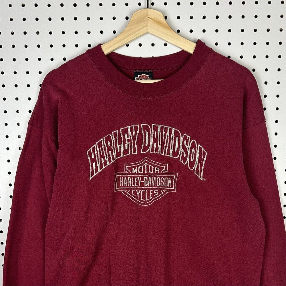 Harley Davidson Motorcycle Biker Crewneck Sweatshirt Stitched Badge Logo Medium